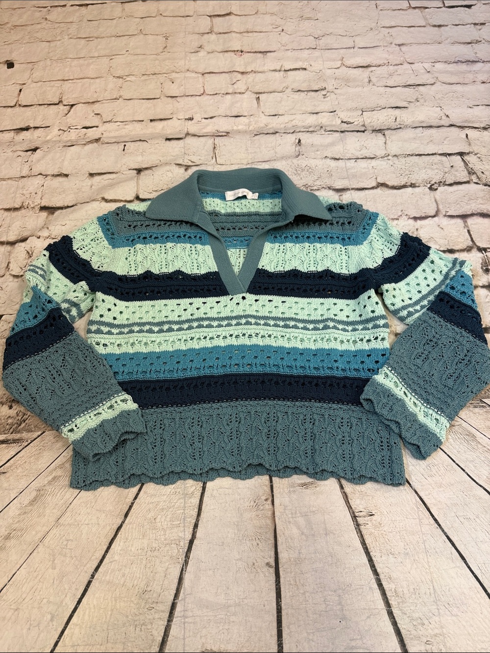 JONATHAN SIMKHAI Roxana Macrame Pullover Sweater Size S - Picture 6 of 11